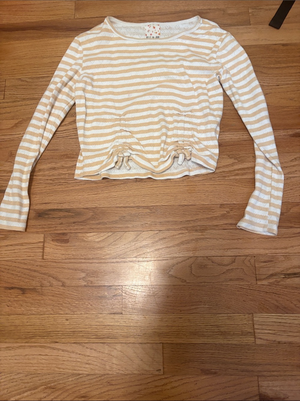 Belle du Jour Cream and White Striped Crop Top
